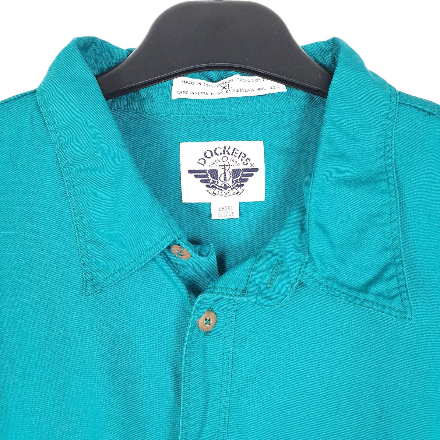 Mens Green Dockers Workwear Short Sleeve Shirt