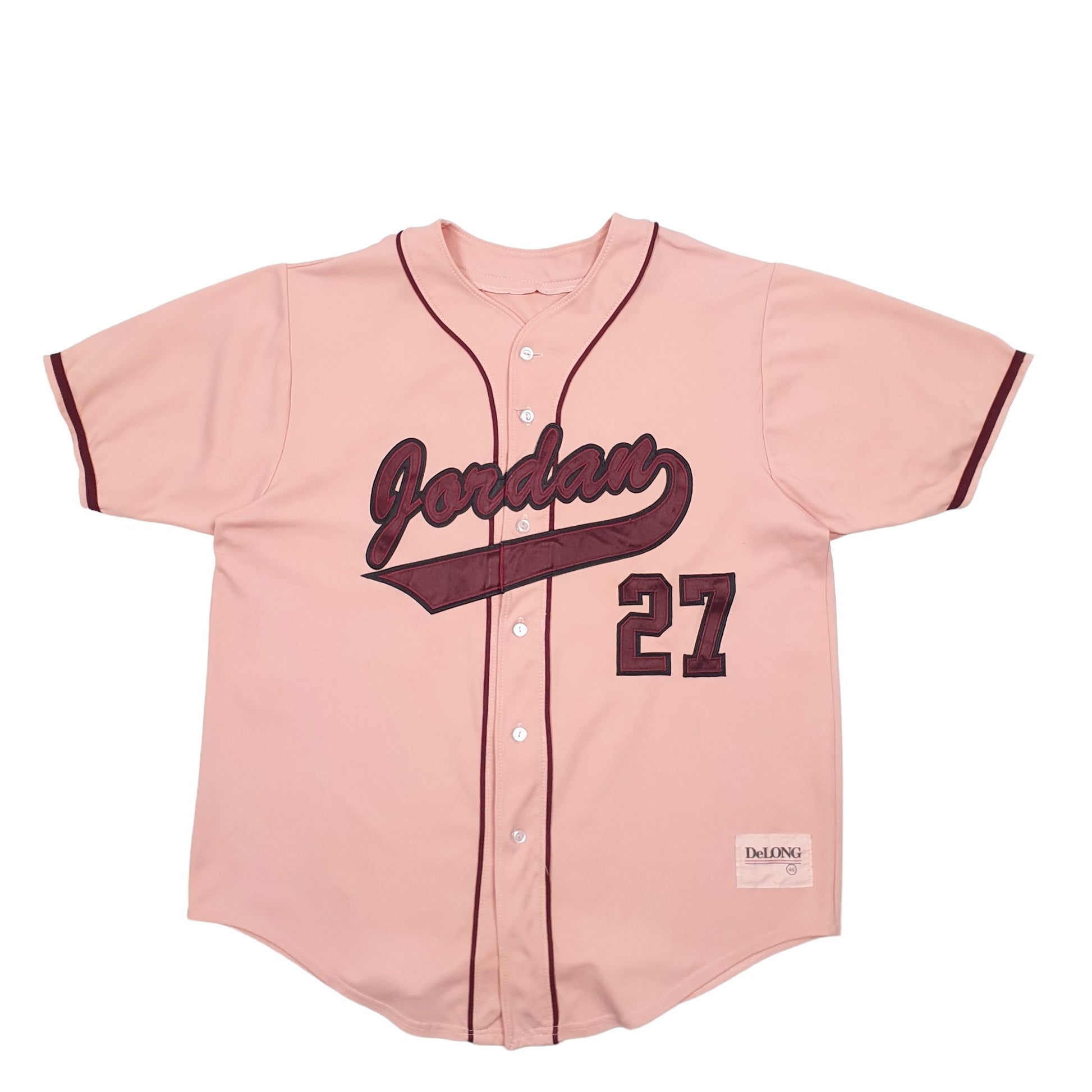 Mens Pink Delong MLB Baseball Jersey Jordan Short Sleeve T Shirt