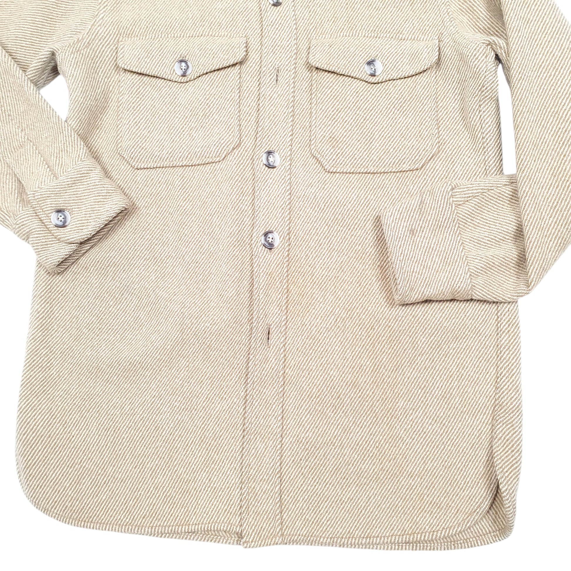 Mens Tan Woolrich Vintage CPO Overshirt Shacket 70s 80s Long Sleeve Shirt