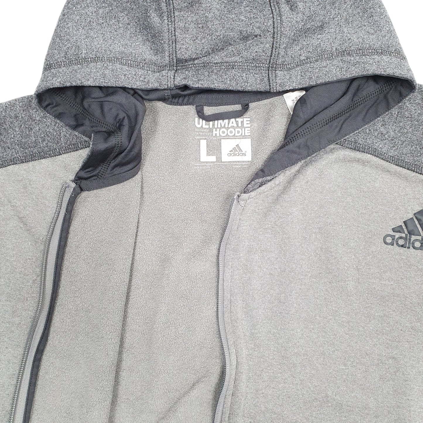 Mens Grey Adidas Hoodie Climawarm Full Zip Jumper