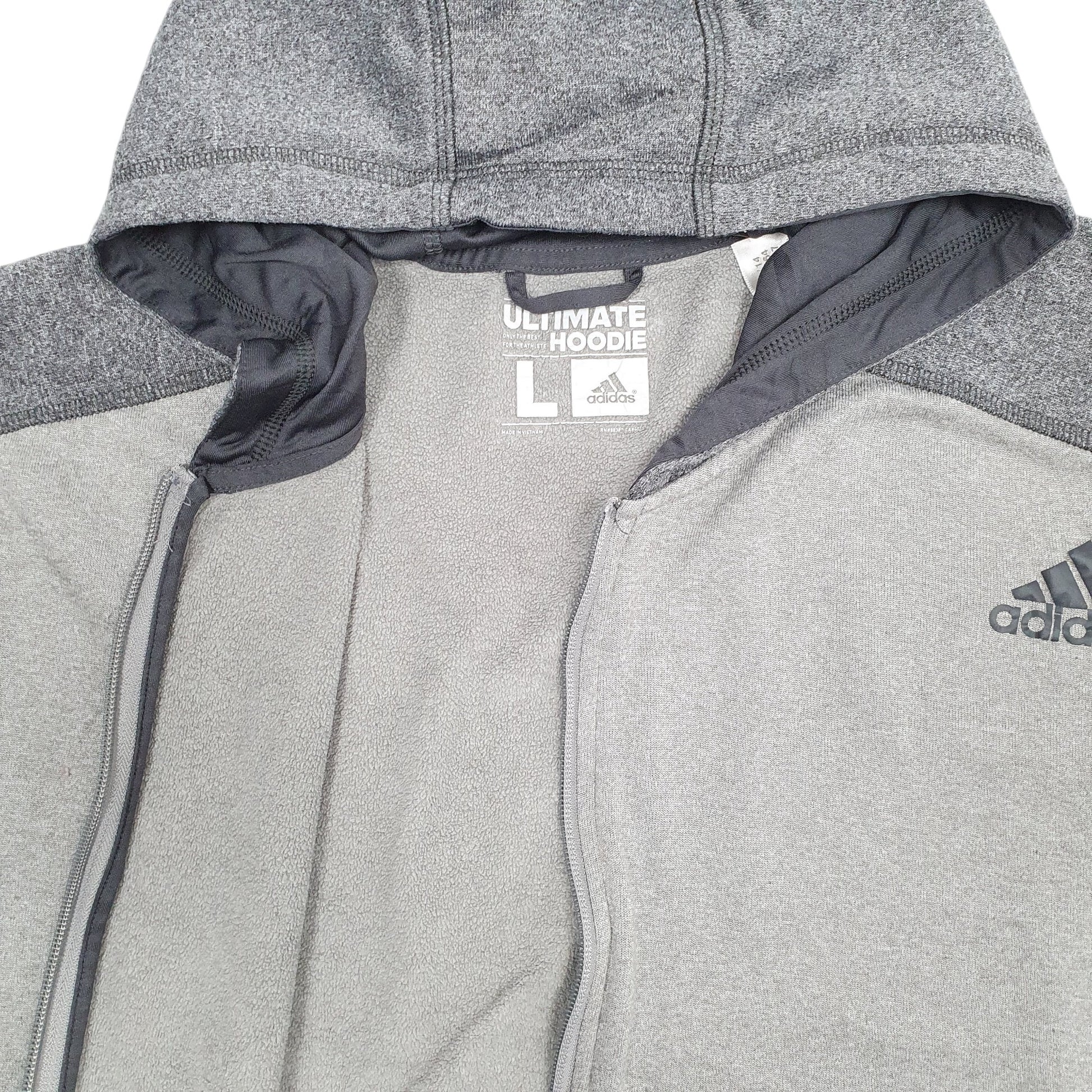Mens Grey Adidas Hoodie Climawarm Full Zip Jumper