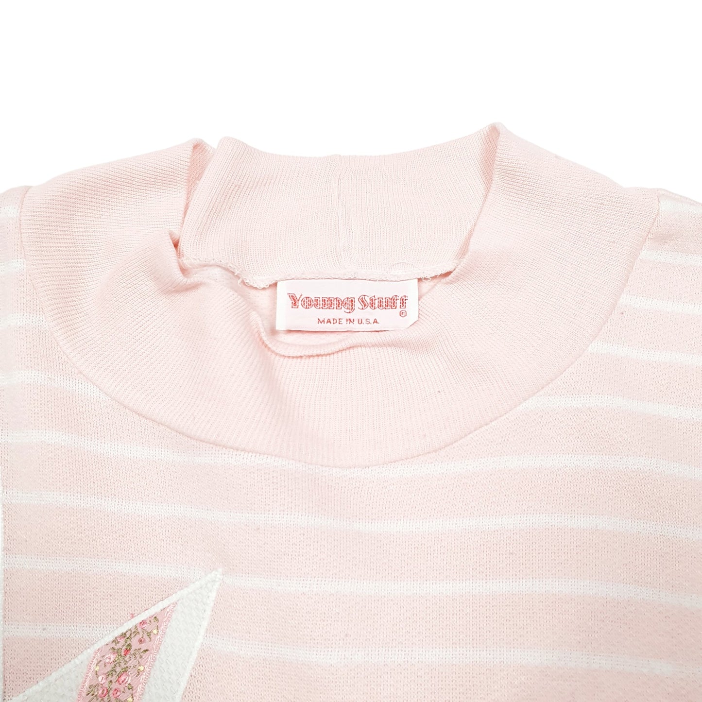 Womens Pink Young Stuff Vintage Made In USA 80s 90s Embroided Crewneck Jumper