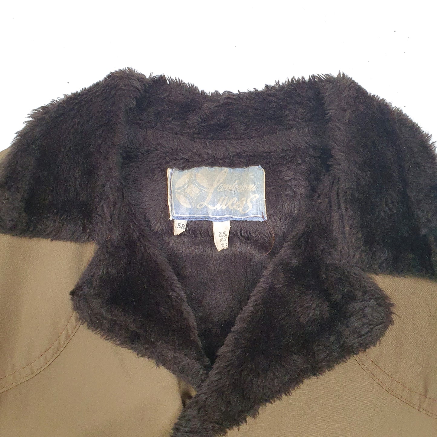 Mens Khaki Lucas Lukas Italy Sherpa Lined  Coat