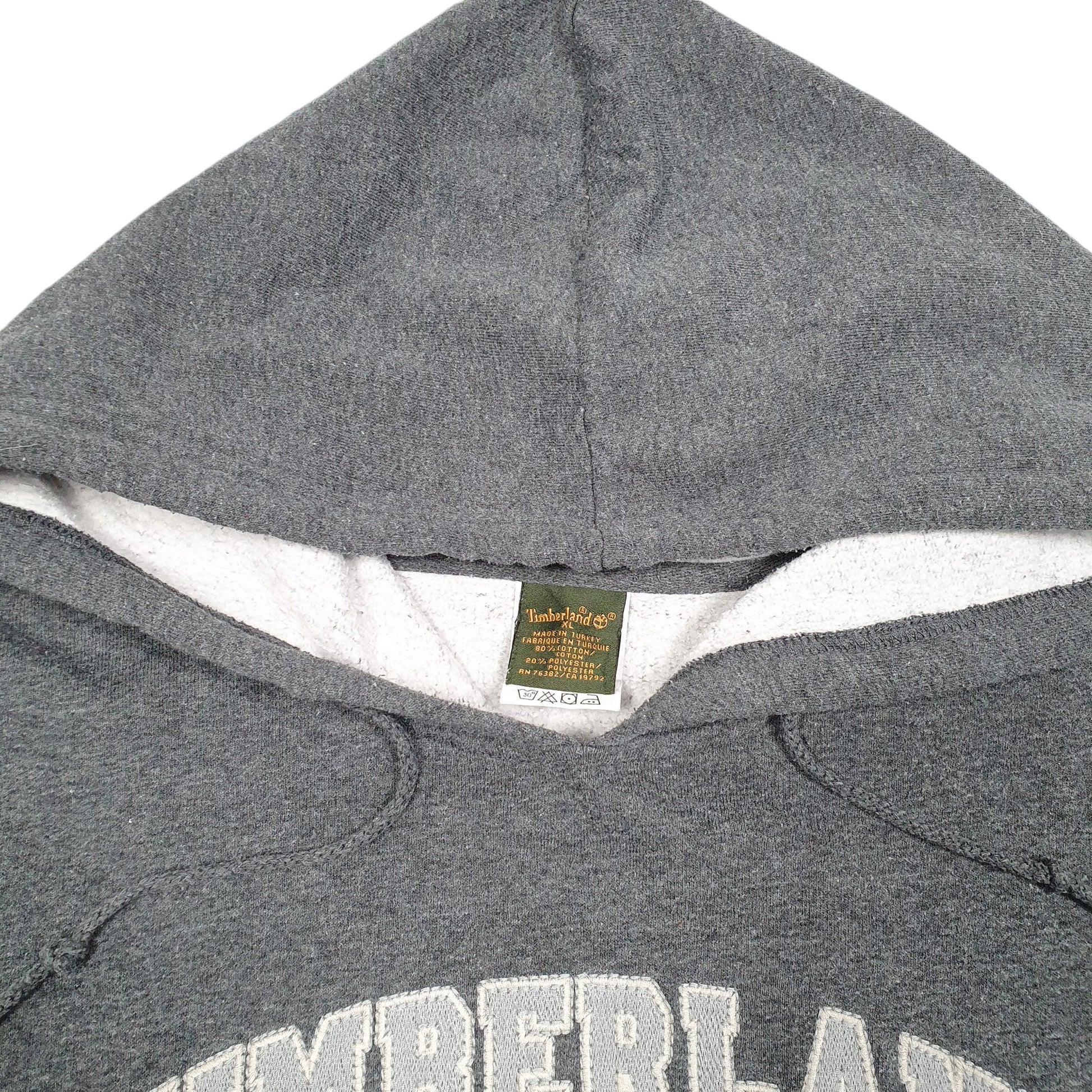 Mens Grey Timberland Spellout Stratham NH Hoodie Jumper