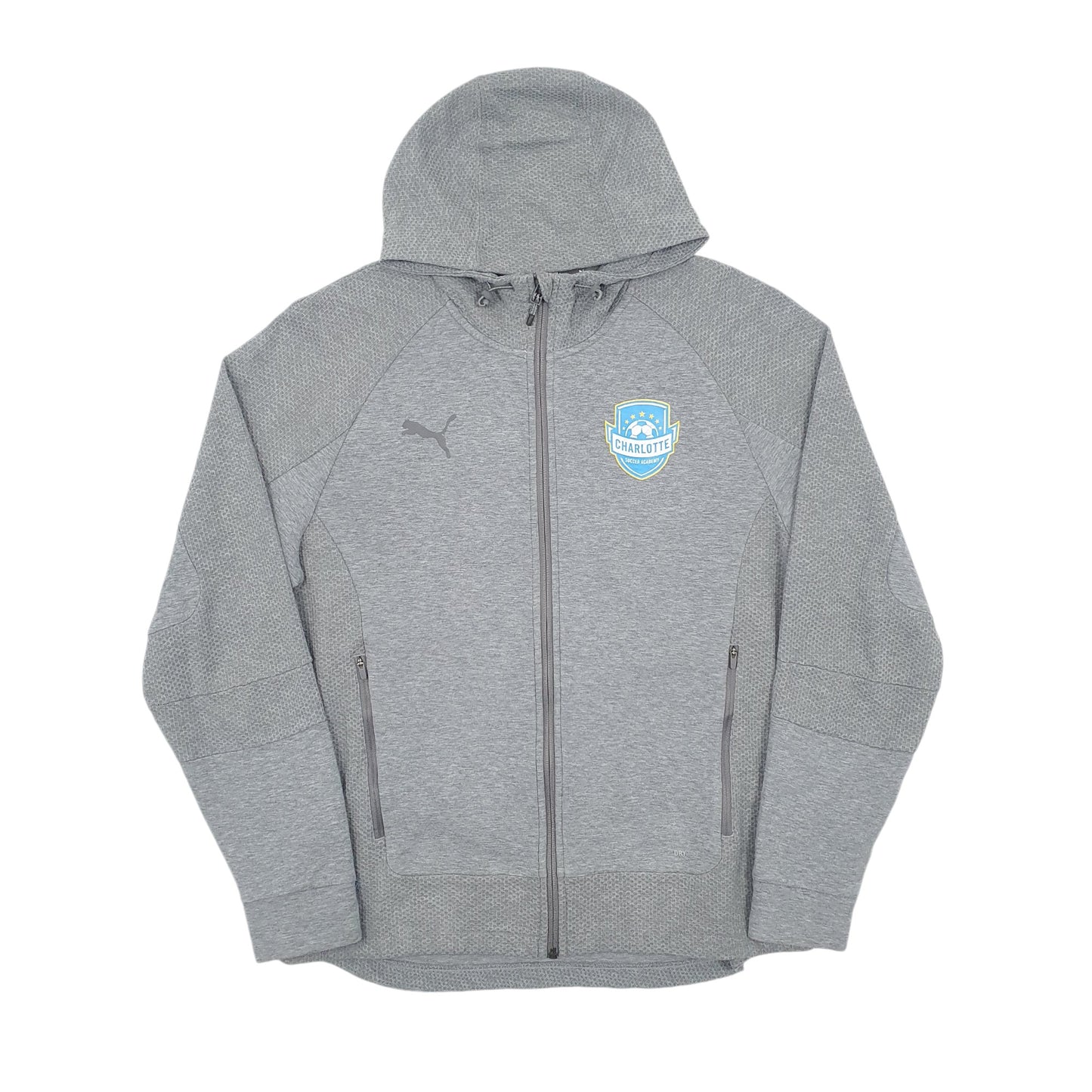Mens Grey Puma Charlotte Soccer Academy Full Zip Jumper