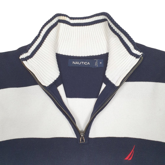 Mens Navy Nautica Knit Quarter Zip Jumper