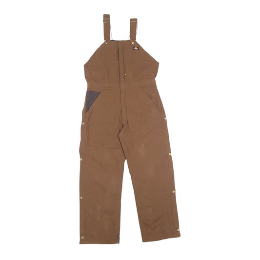 Mens Brown Dickies Fits L Denim Overalls Bib Quilted Insulated Winter Dungaree Trousers