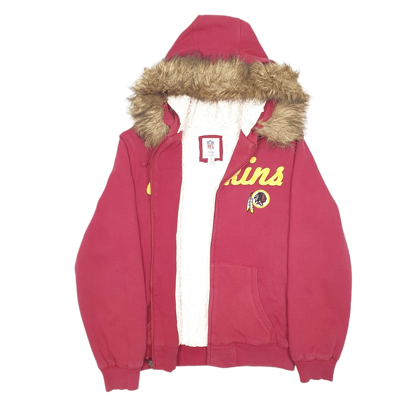 Womens Burgundy NFL Redskins American Football Fleece Lined Full Zip Jumper