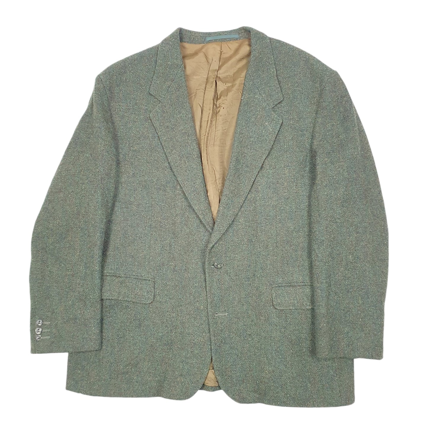 Mens Green Harris Tweed Vintage Made In England Cyrillus Paris  Coat