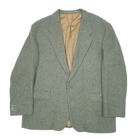 Mens Green Harris Tweed Vintage Made In England Cyrillus Paris  Coat