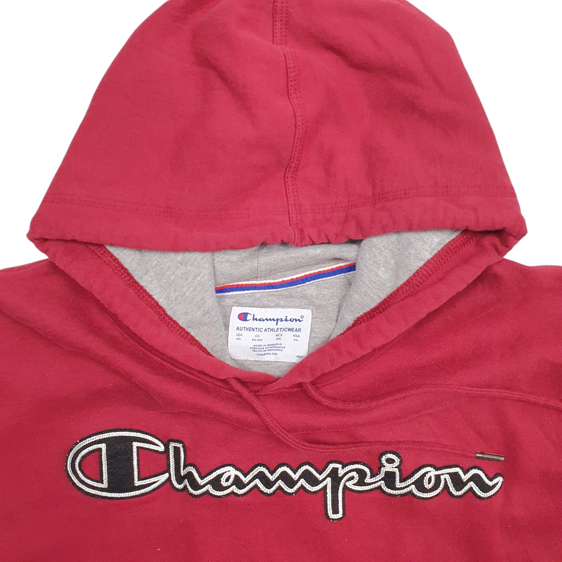 Mens Burgundy Champion Spellout Hoodie Jumper