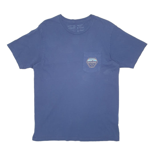 Mens Navy Patagonia Slim Fit Pocket Short Sleeve T Shirt