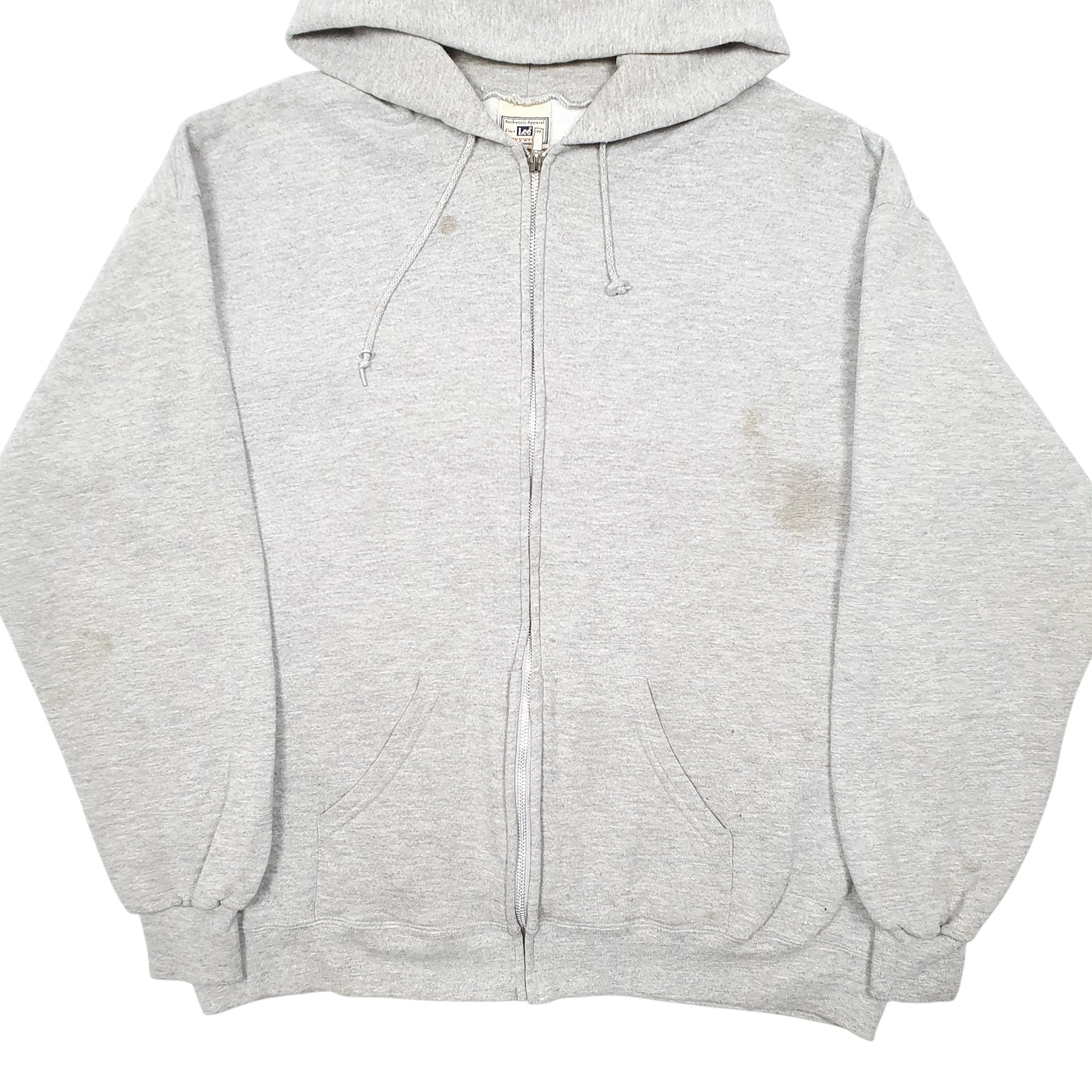 Mens Grey Lee Hoodie Heavyweight Full Zip Jumper