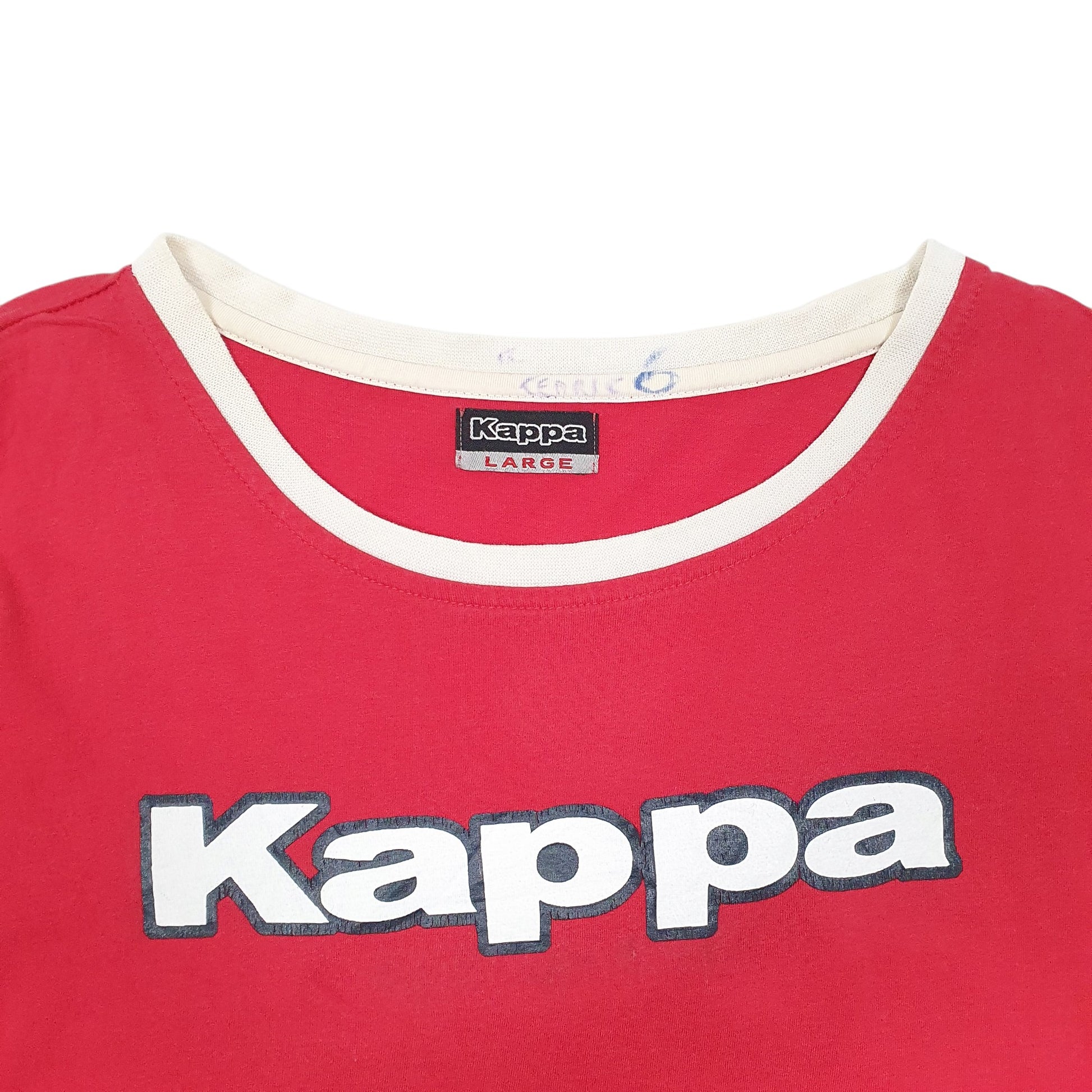 Mens Red Kappa Ringer Spellout Short Sleeve T Shirt