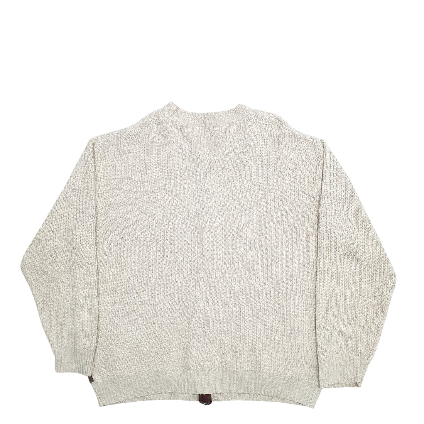 Mens Beige Carabou  Full Zip Jumper