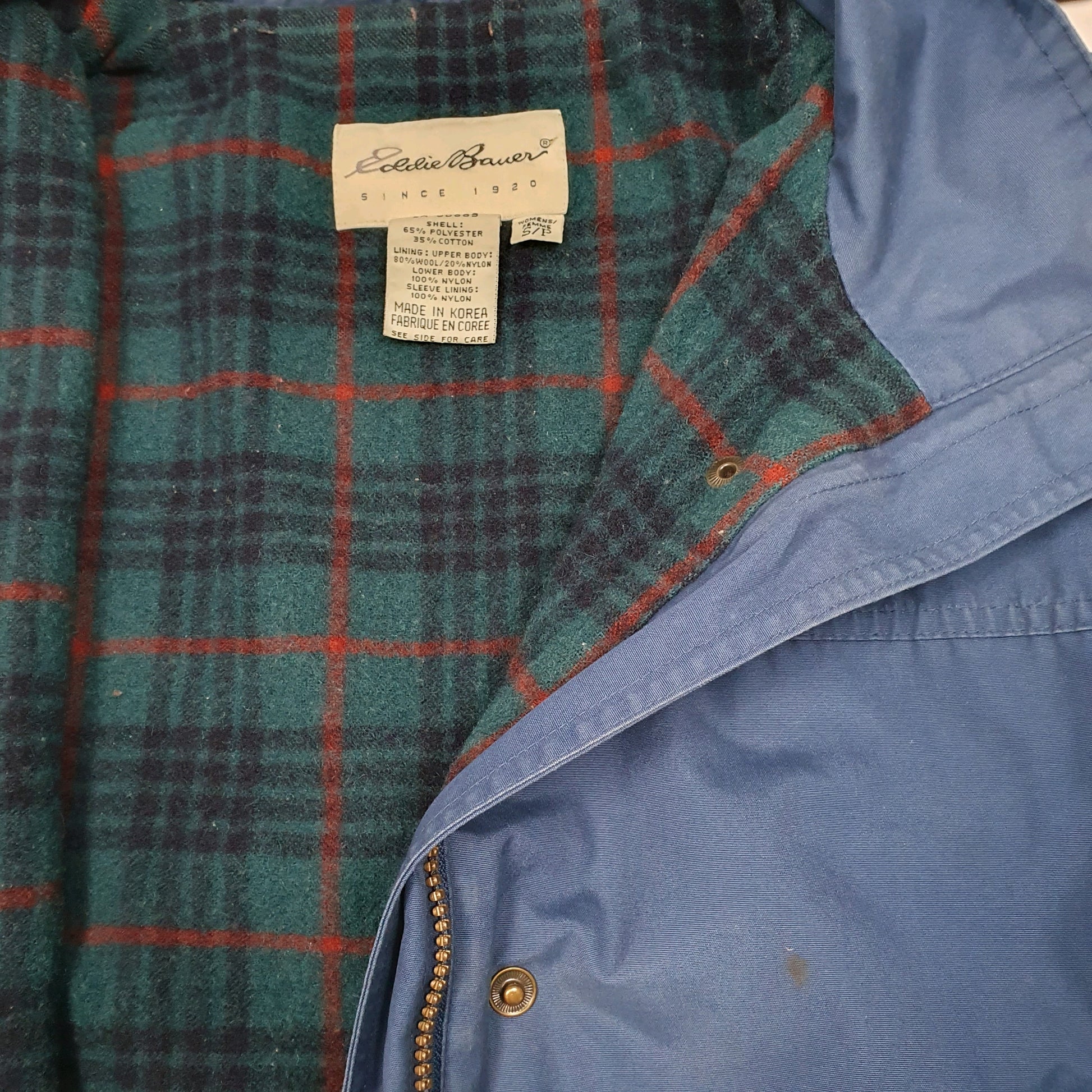 Womens Blue Eddie Bauer Vintage Mountain Hooded  Coat