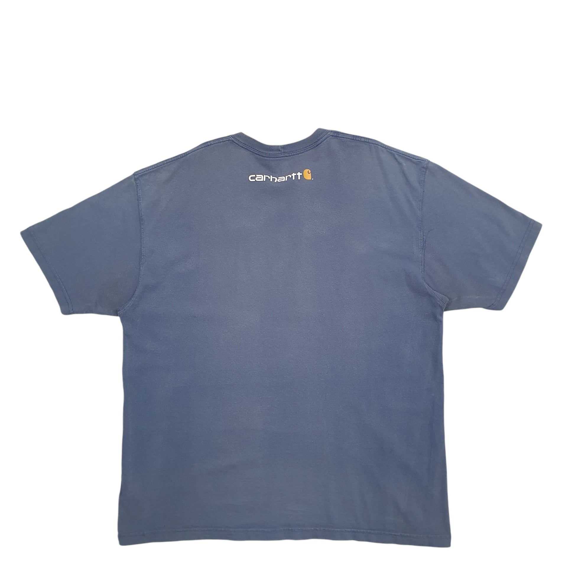 Mens Blue Carhartt Spellout Short Sleeve T Shirt