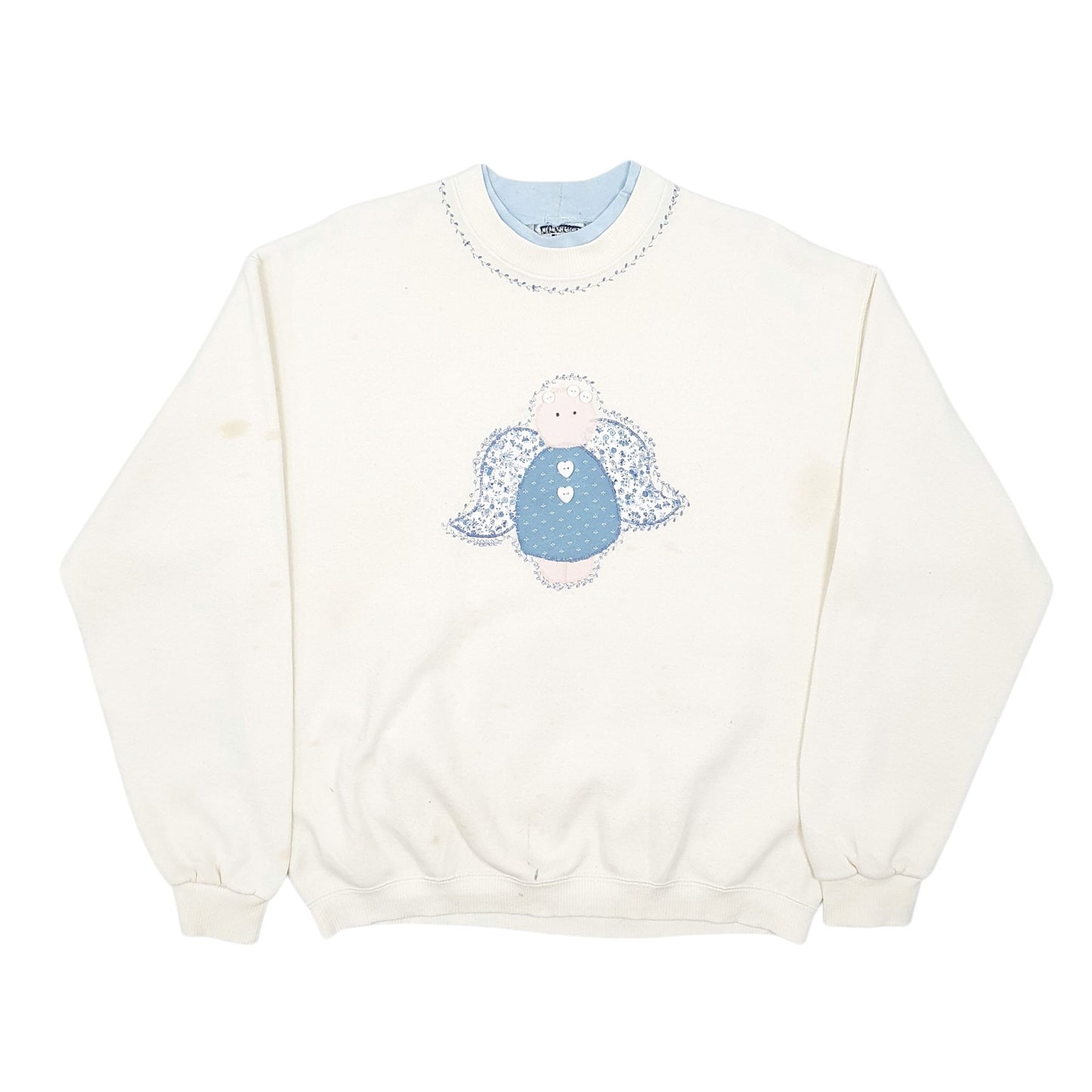 Mens Cream Lee Heavyweight Vintage Made In USA Crewneck Jumper