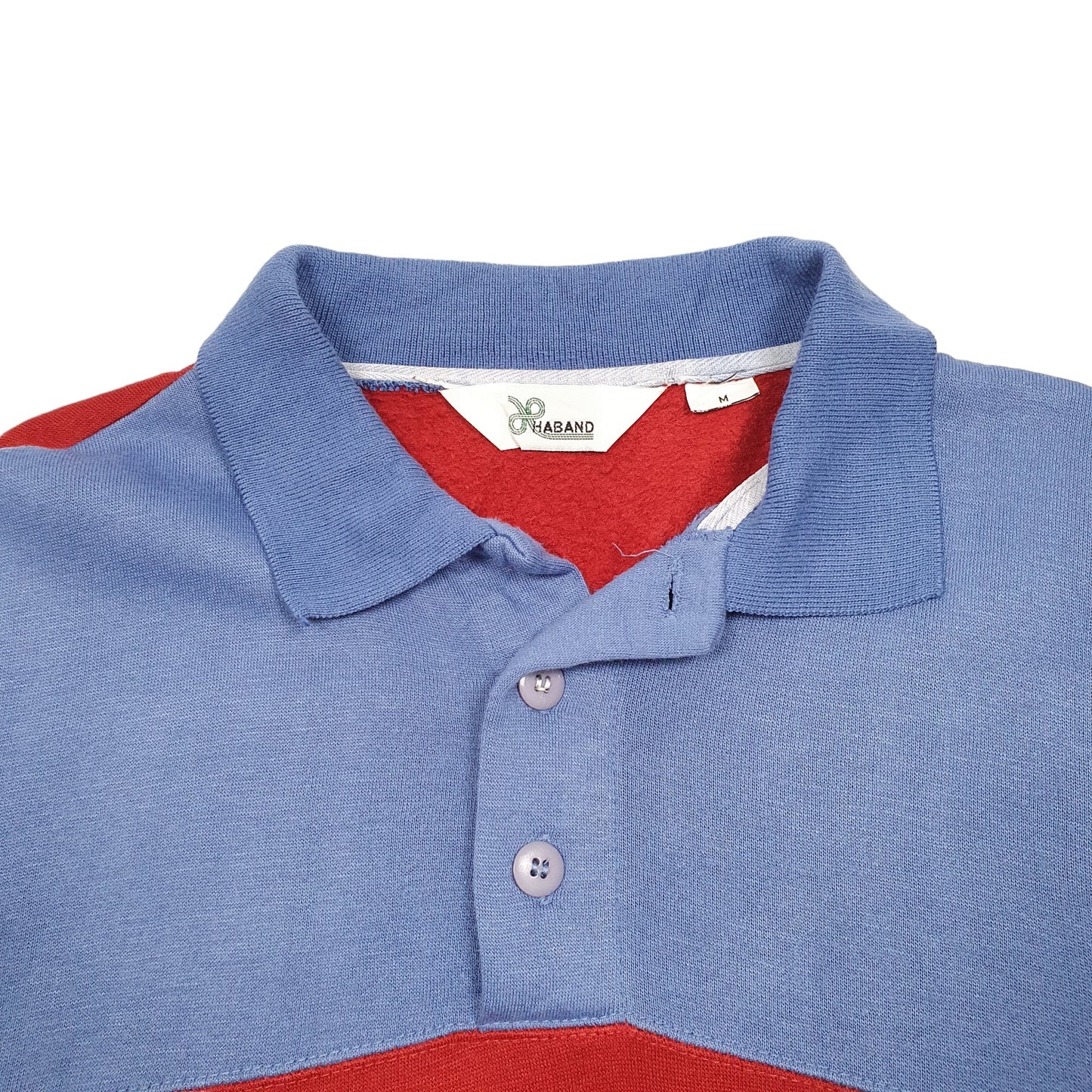 Mens Blue Haband Collared Stripe Casual Sweater Crewneck Jumper