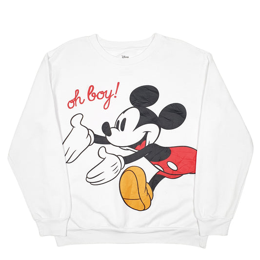 Womens White Disney Mickey Mouse Crewneck Jumper