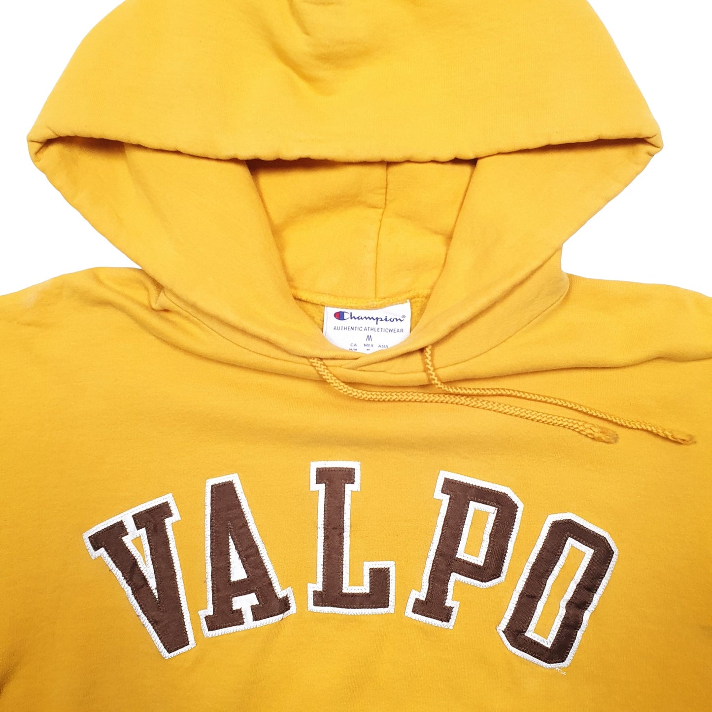 Mens Yellow Champion USA College Valpo Hoodie Jumper