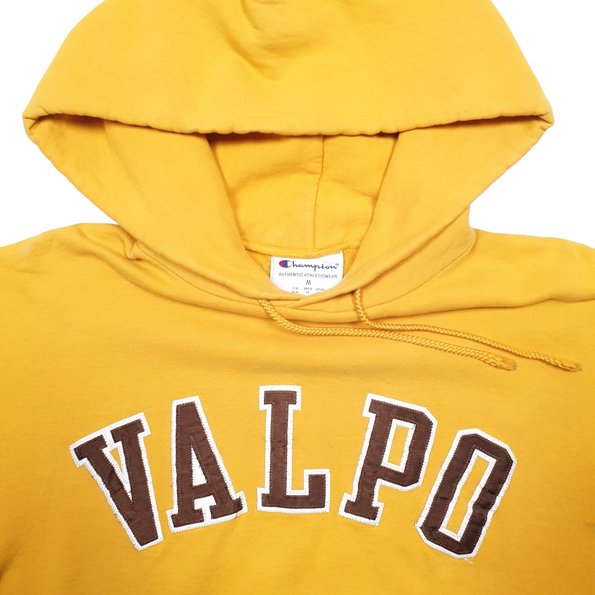 Mens Yellow Champion USA College Valpo Hoodie Jumper