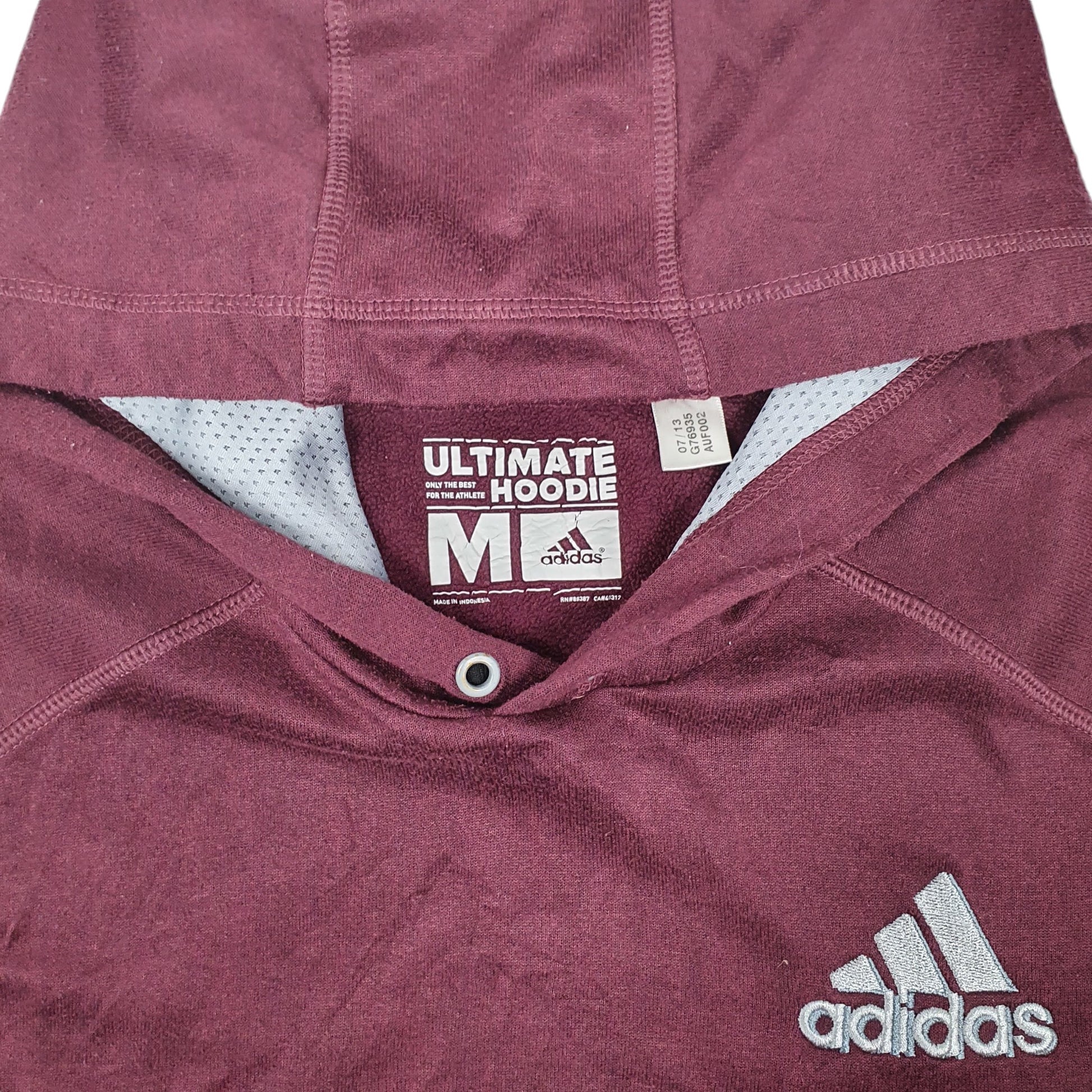 Mens Burgundy Adidas Climawarm Hoodie Jumper