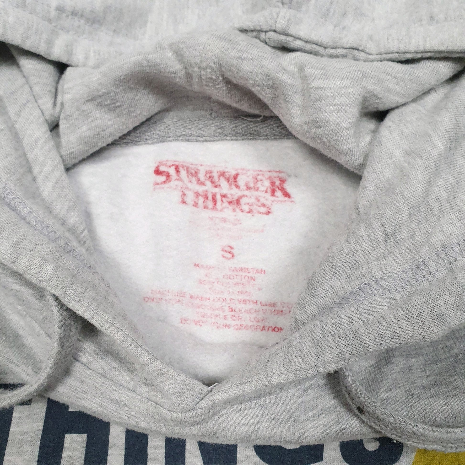 Mens Grey Stranger Things Spellout Eleven Hoodie Jumper