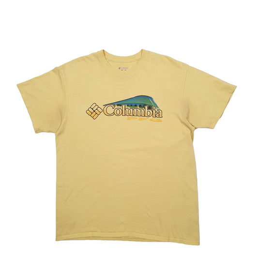 Mens Yellow Columbia Sportswear Spellout PFG Short Sleeve T Shirt
