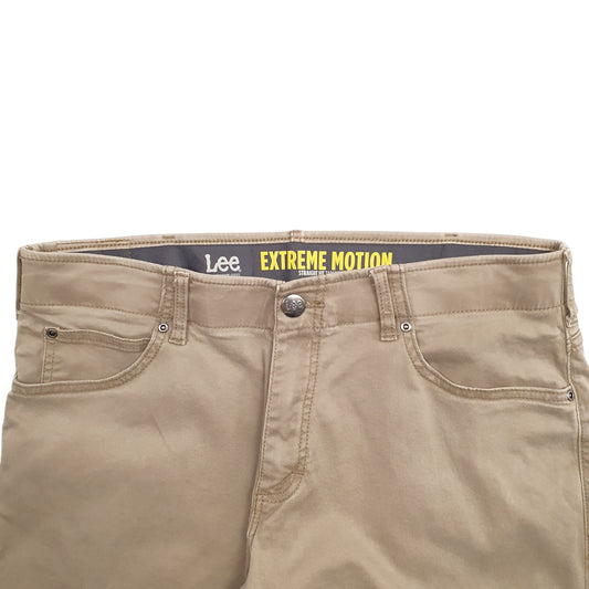 Mens Brown Lee Extreme Motion Chino Trousers