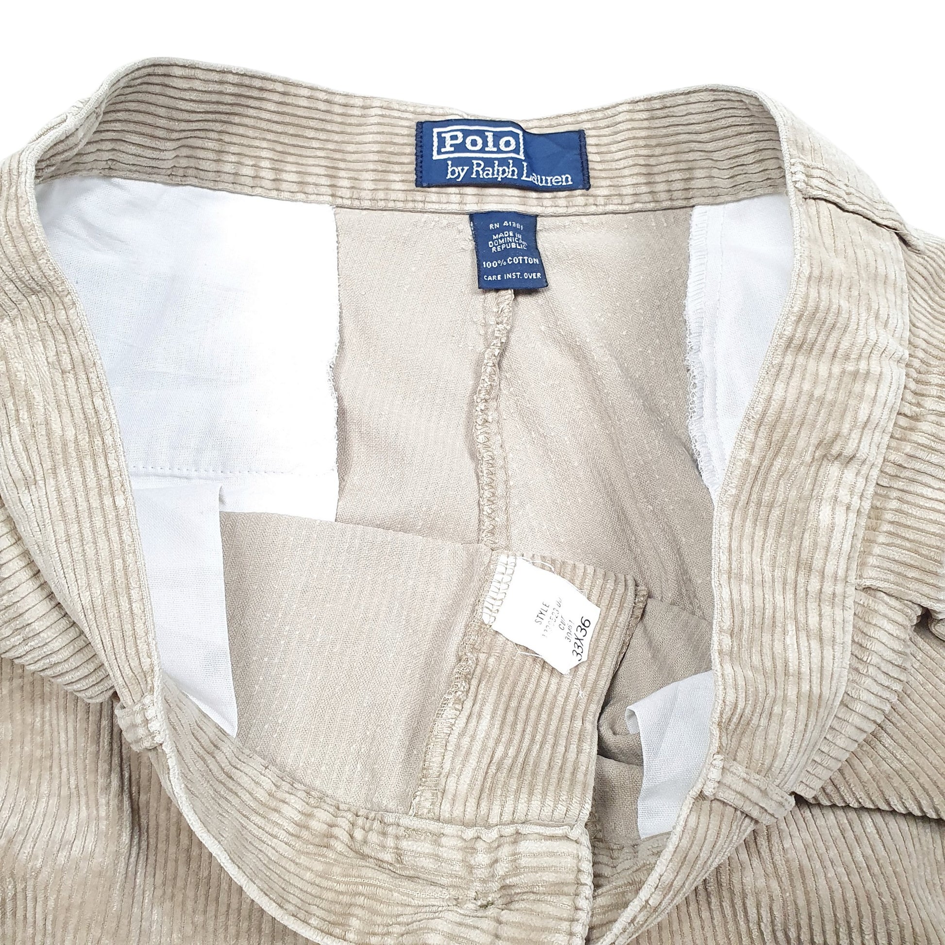 Mens Tan Polo Ralph Lauren Vintage Double Pleated Corduroy Trousers