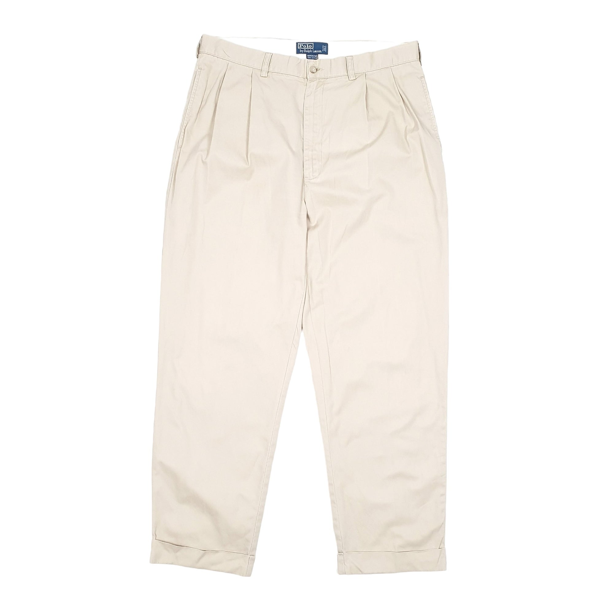 Mens Beige Polo Ralph Lauren Hammond Pant Double Pleated Chino Trousers