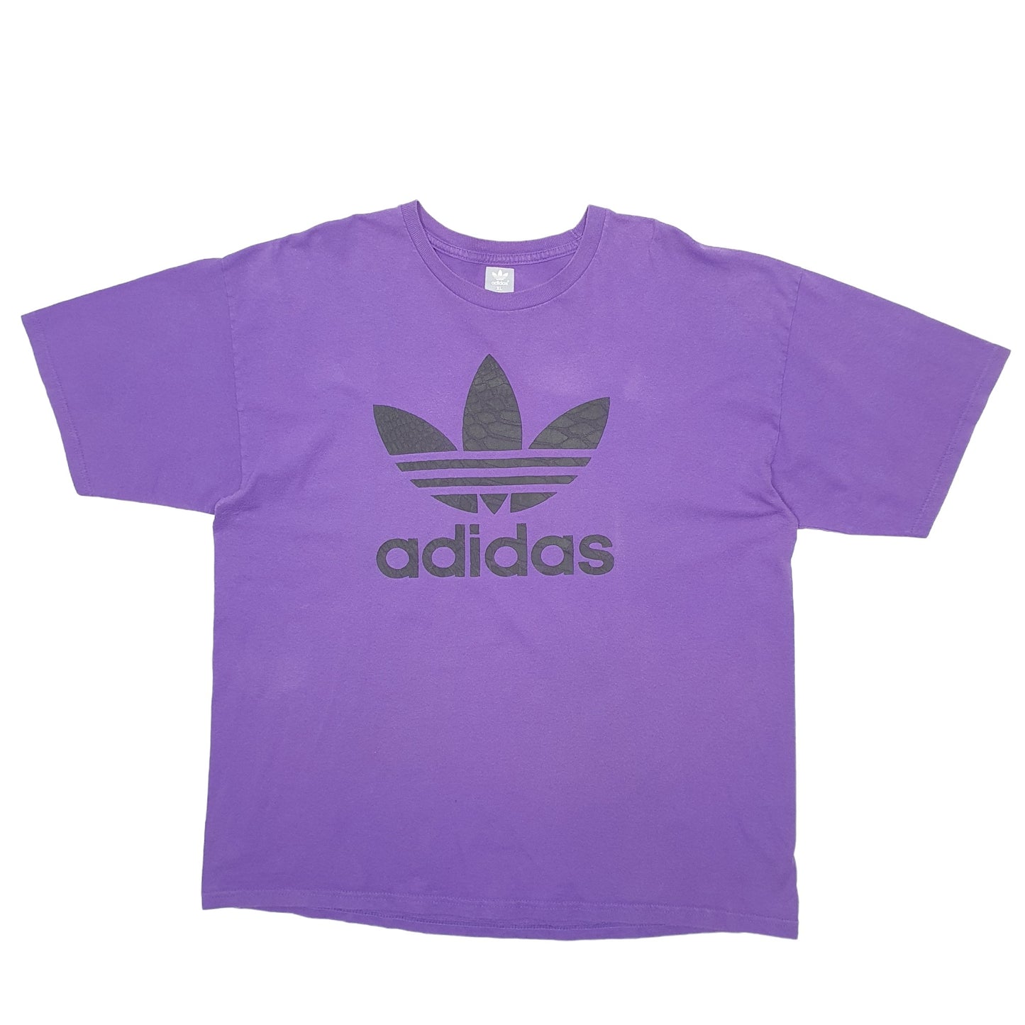 Mens Purple Adidas Spellout Short Sleeve T Shirt