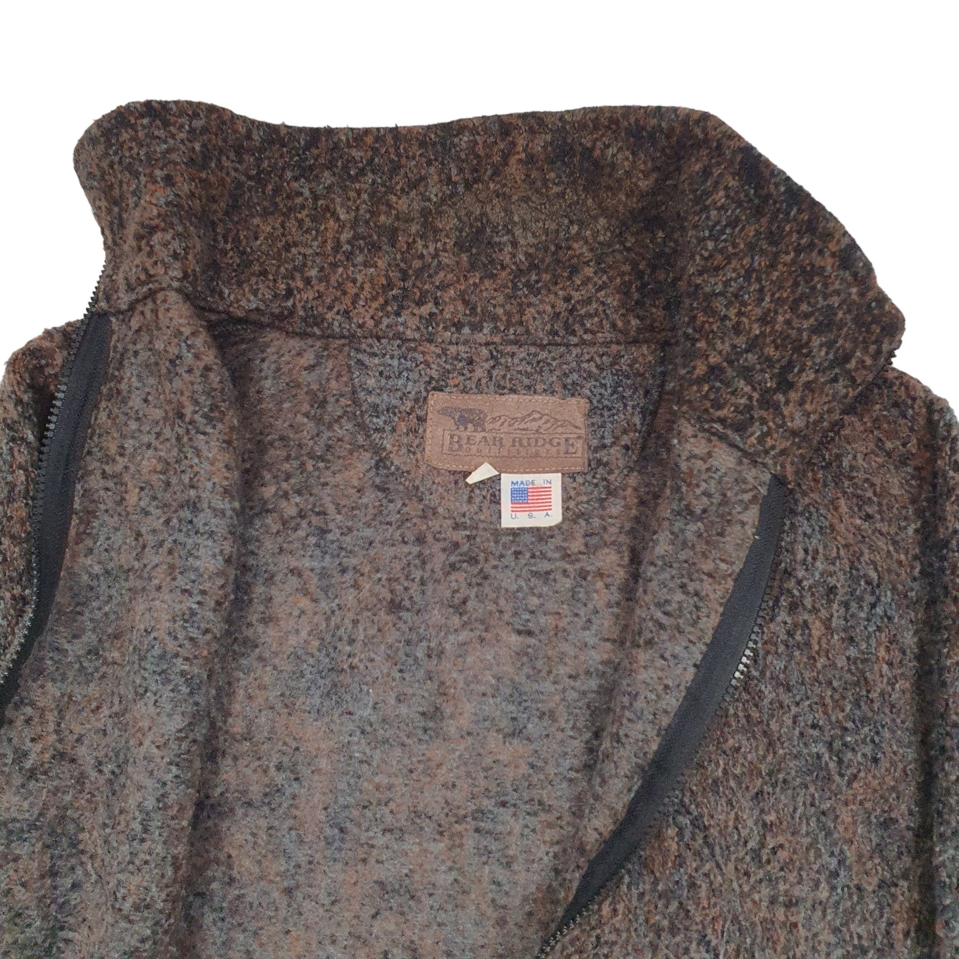 Womens Brown Bear Ridge Vintage 90s Made In USA Full Zip Jumper