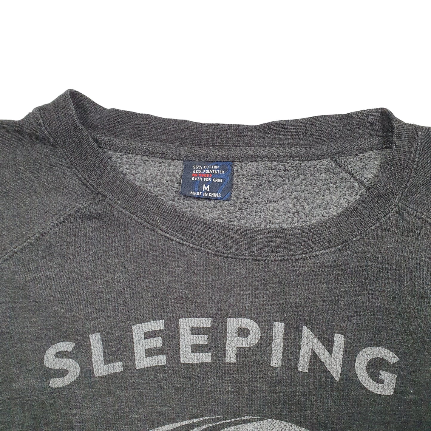 Mens Grey Sleeping With Sirens Biker Skull Give Em Hell 2013 Raglan Crewneck Jumper