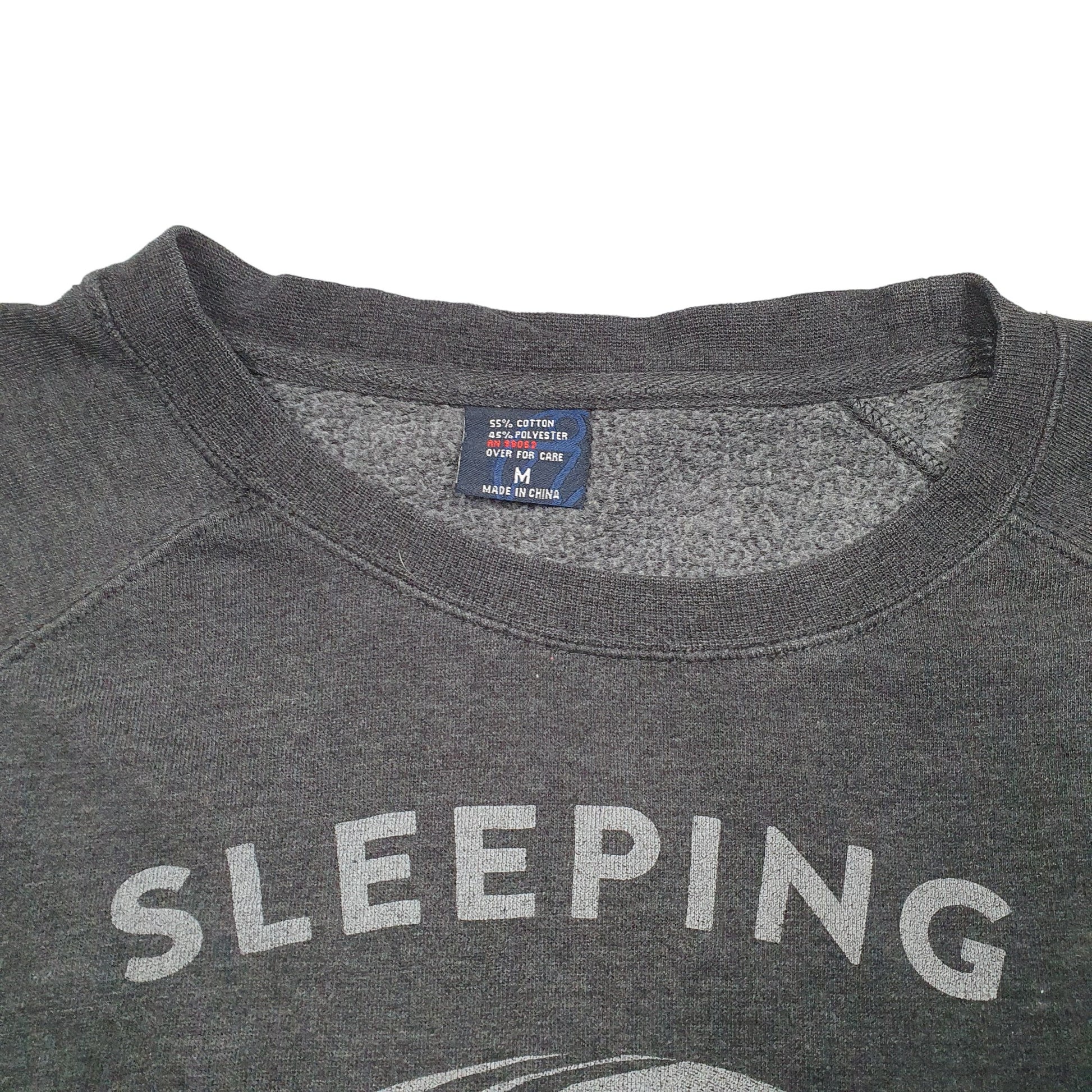 Mens Grey Sleeping With Sirens Biker Skull Give Em Hell 2013 Raglan Crewneck Jumper