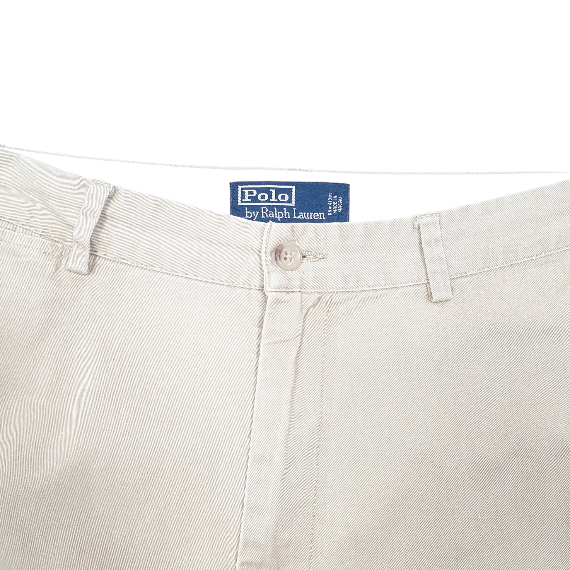 Mens Beige Polo Ralph Lauren Vintage Flat Front Chino Trousers