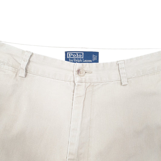 Mens Beige Polo Ralph Lauren Vintage Flat Front Chino Trousers