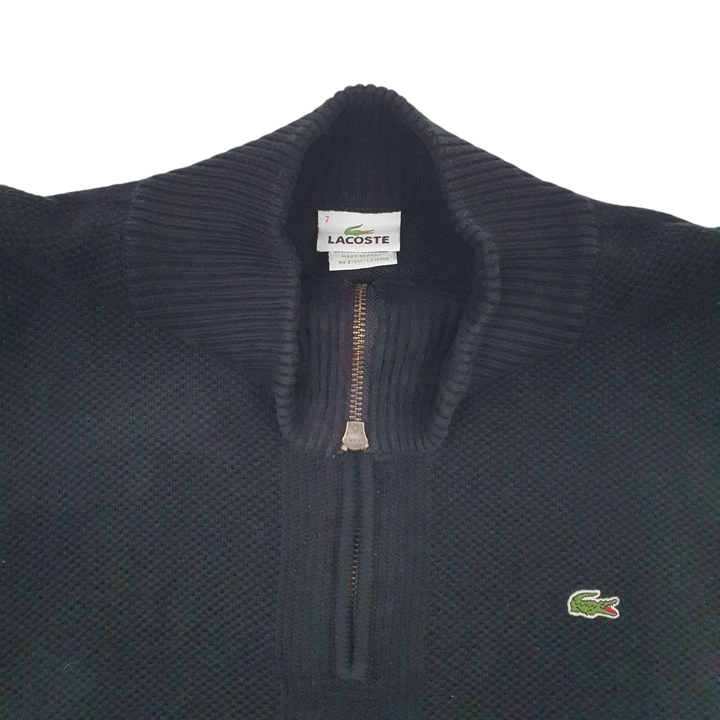 Mens Black Lacoste Knit Quarter Zip Jumper