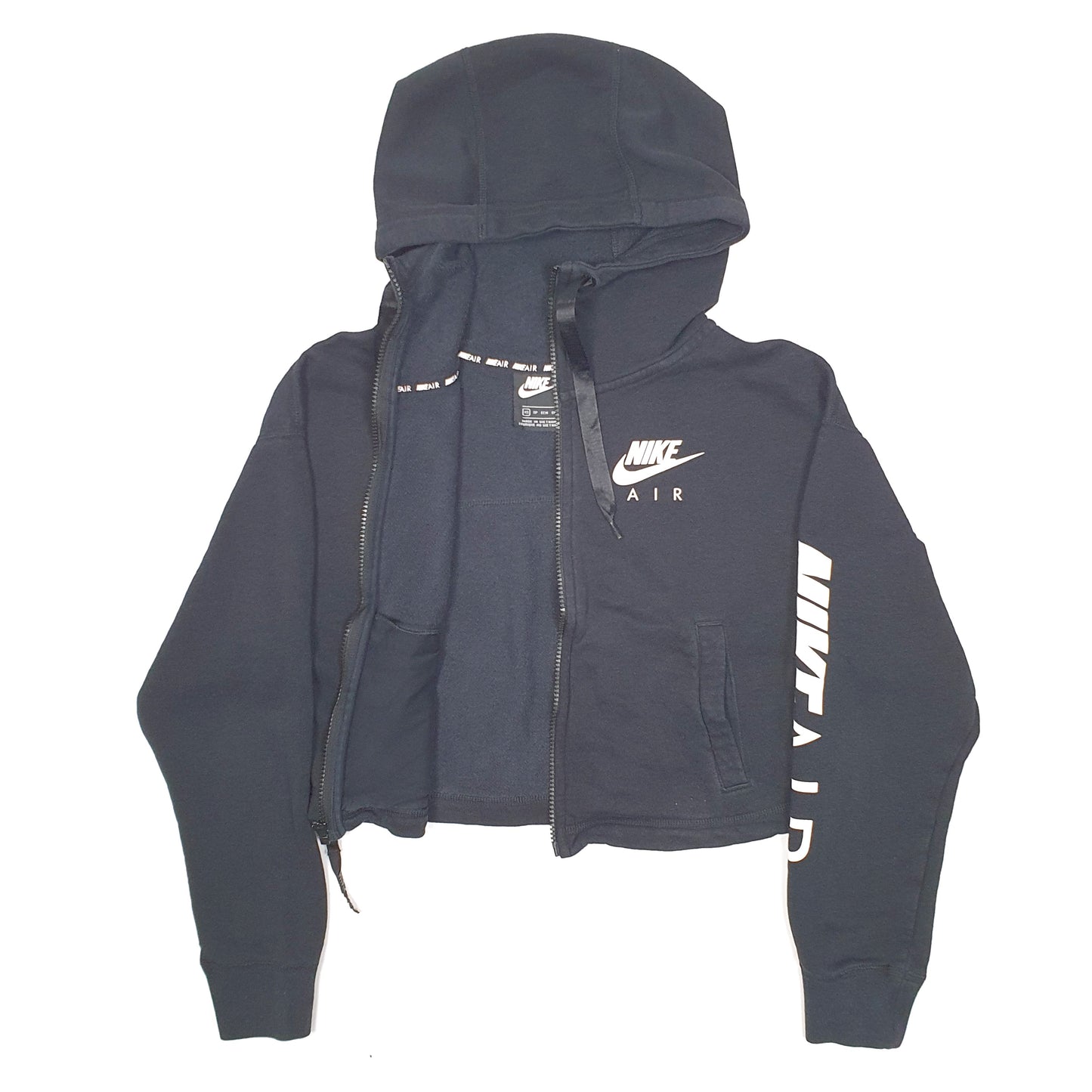 Womens Black Nike Crop Top Hoodie Full Zip Jumper