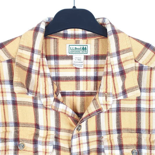 Mens Yellow L.L.Bean Flannel Overshirt Shacket Long Sleeve Shirt