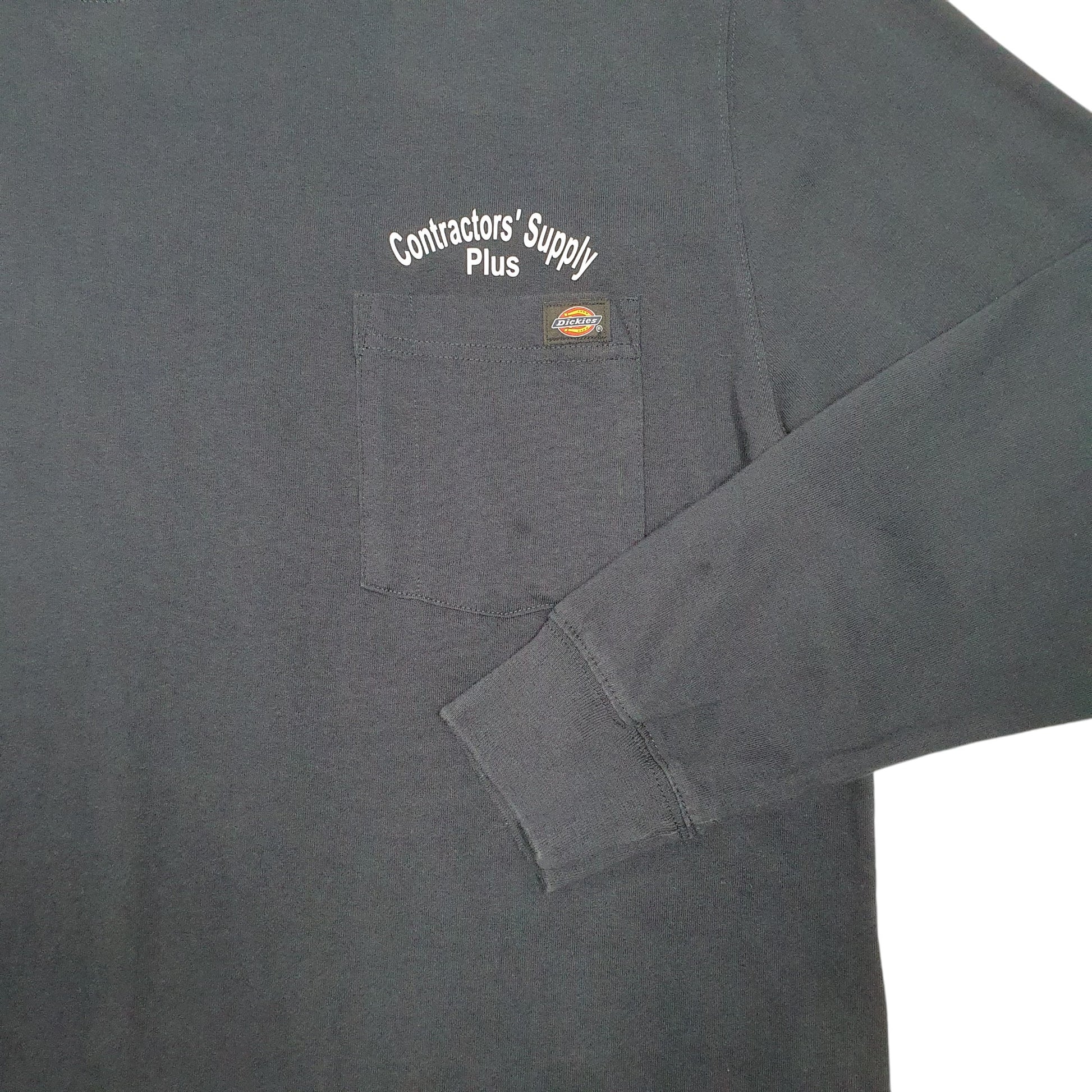 Mens Navy Dickies Pocket Contractors Supply Co Long Sleeve T Shirt