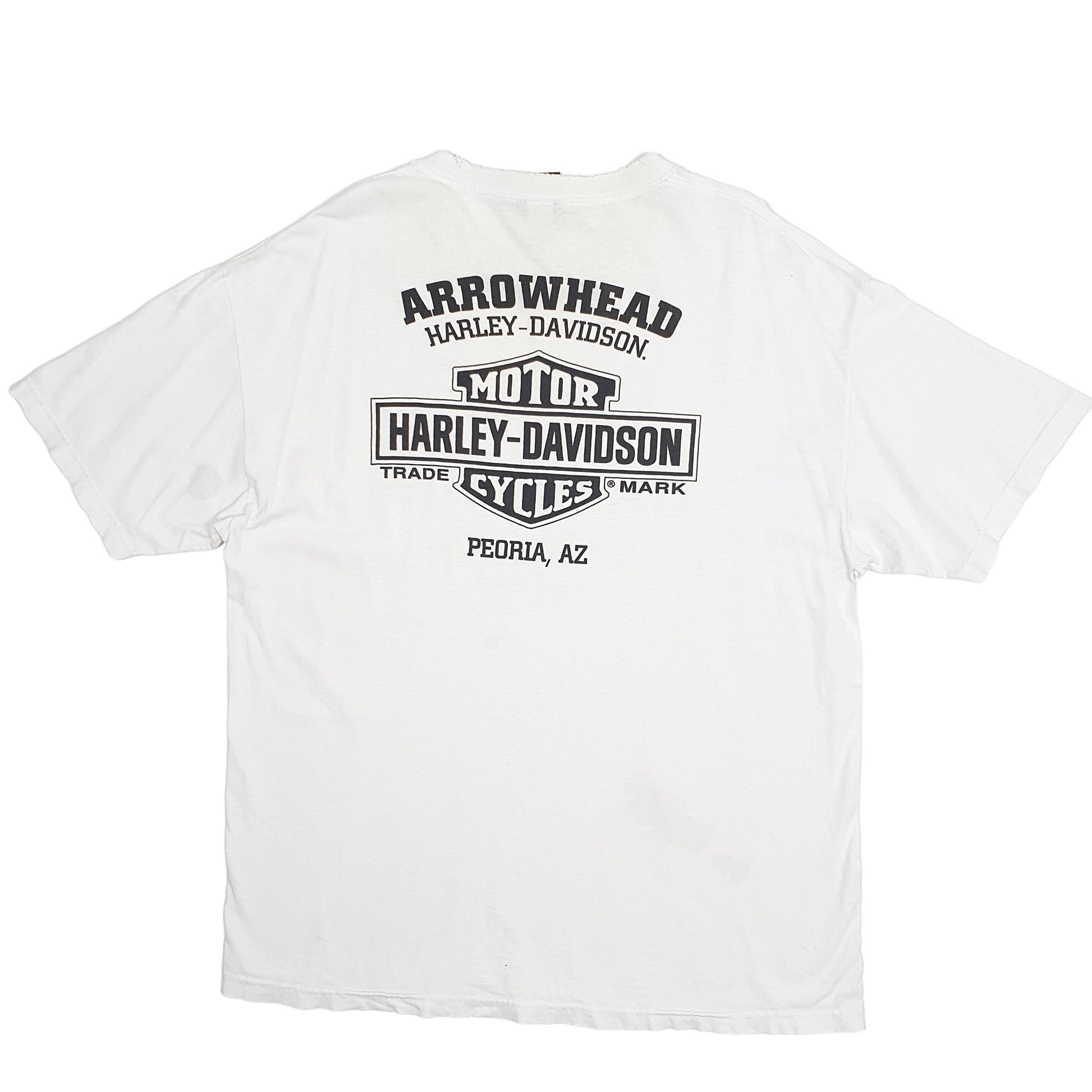 Mens White Harley Davidson Arrowhead Arizona Short Sleeve T Shirt