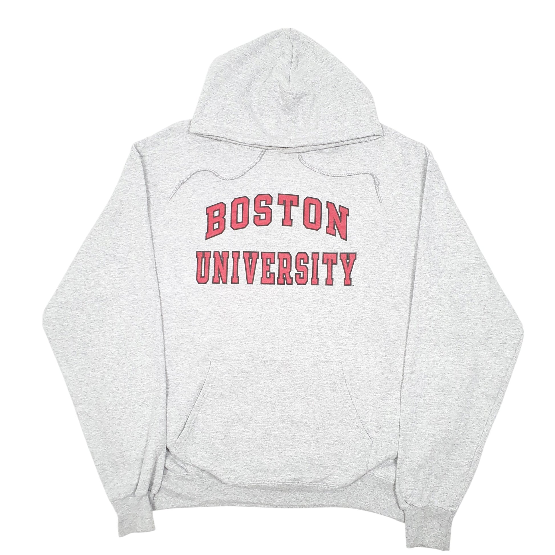 Mens Grey Champion Boston University Spellout Hoodie Jumper