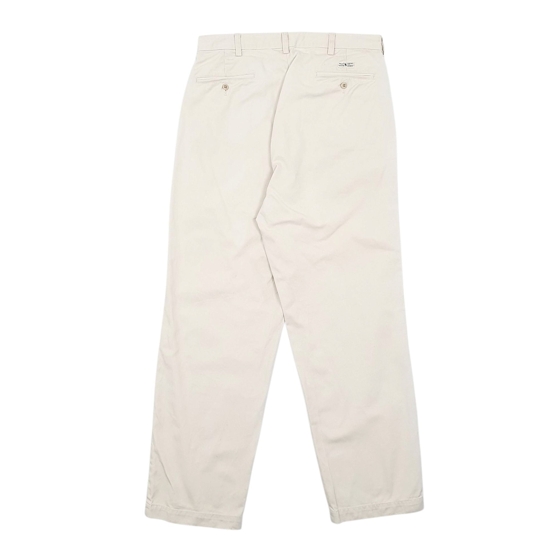 Mens Cream Polo Ralph Lauren Double Pleated Chino Trousers