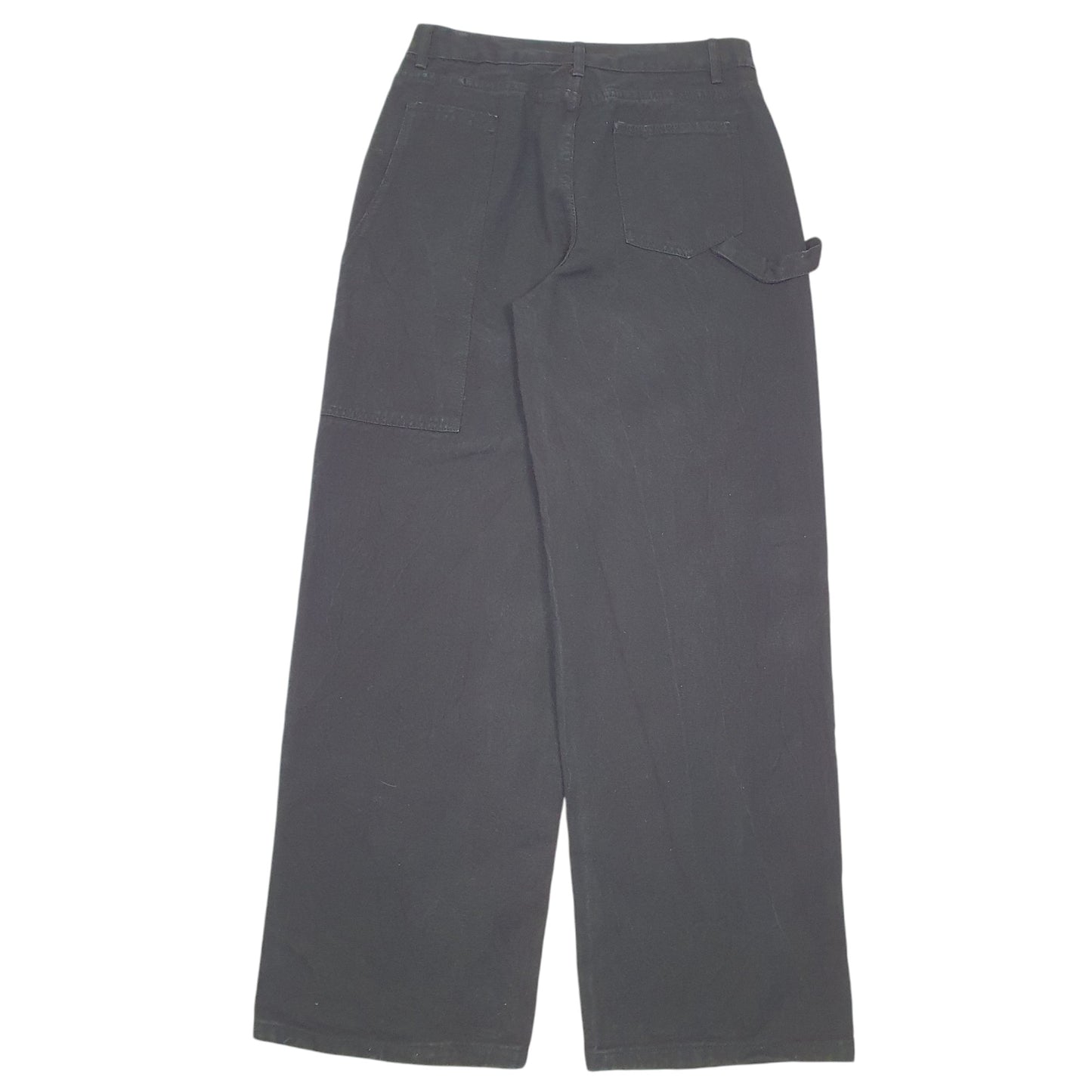 Mens Black Shein Jeans Workwear Pleated Carpenter Trousers