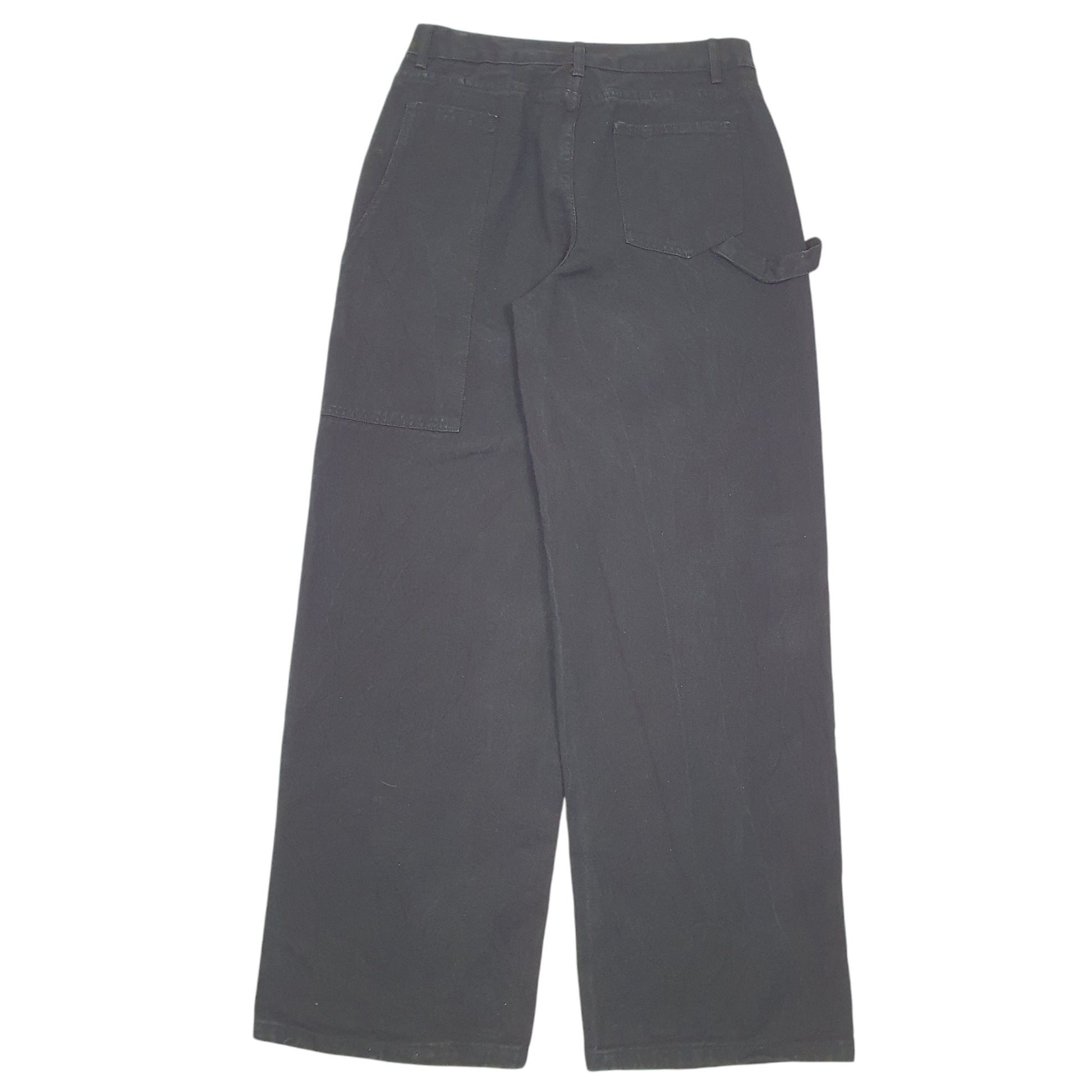 Mens Black Shein Jeans Workwear Pleated Carpenter Trousers