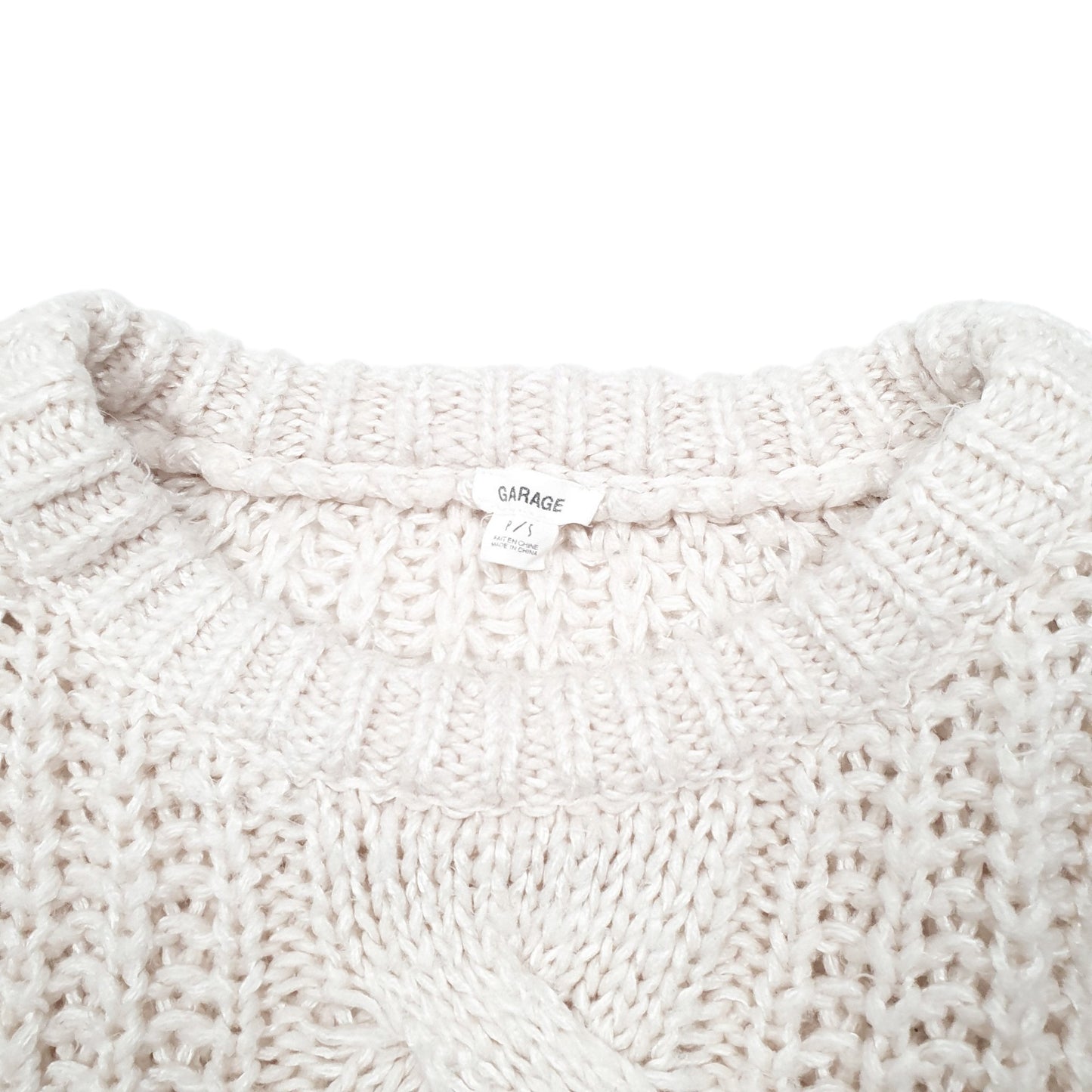 Womens Cream Garage Cropped Knit Cable Crewneck Jumper