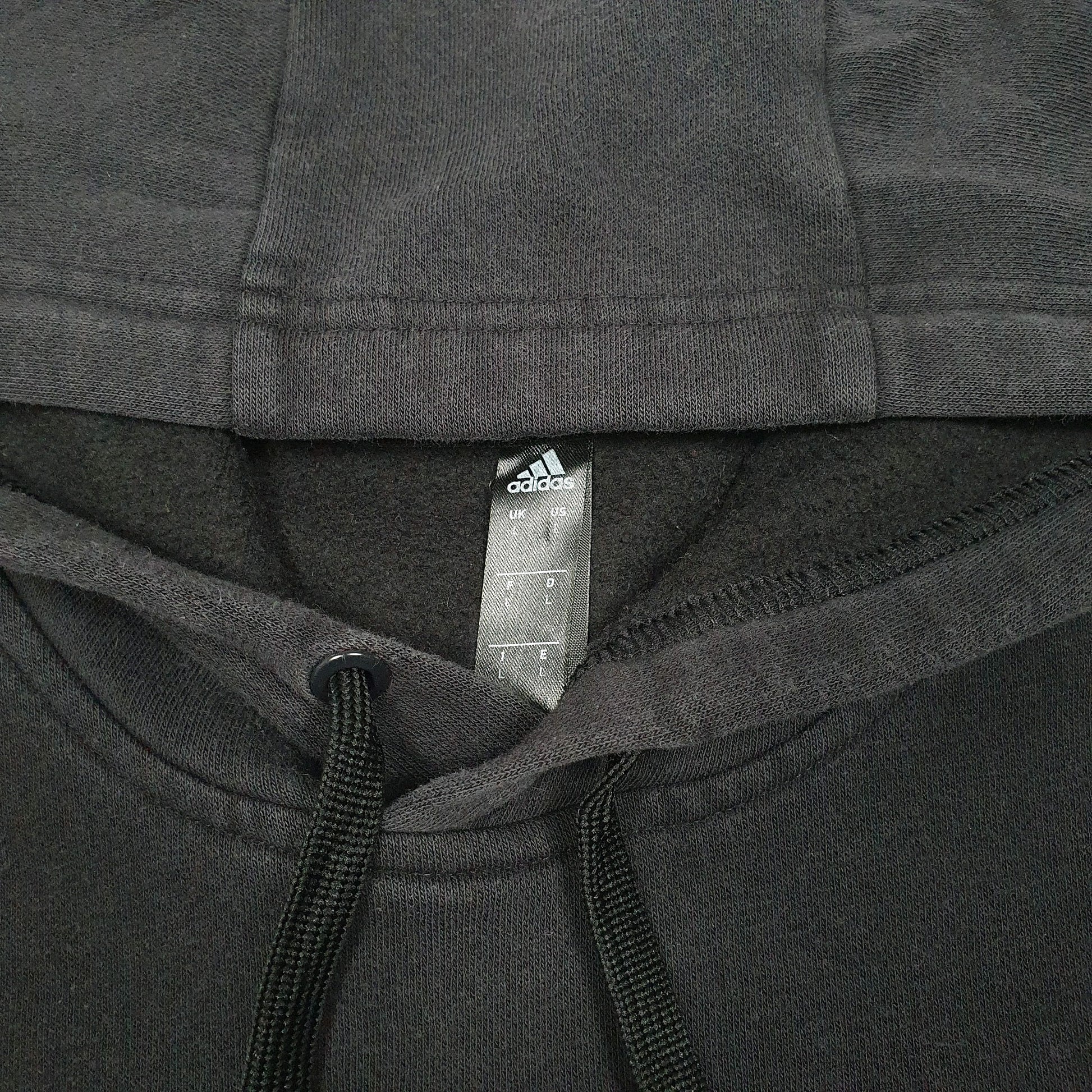 Mens Black Adidas Sleeve Spellout Hoodie Jumper