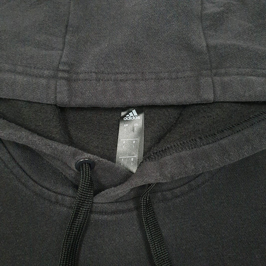 Mens Black Adidas Sleeve Spellout Hoodie Jumper